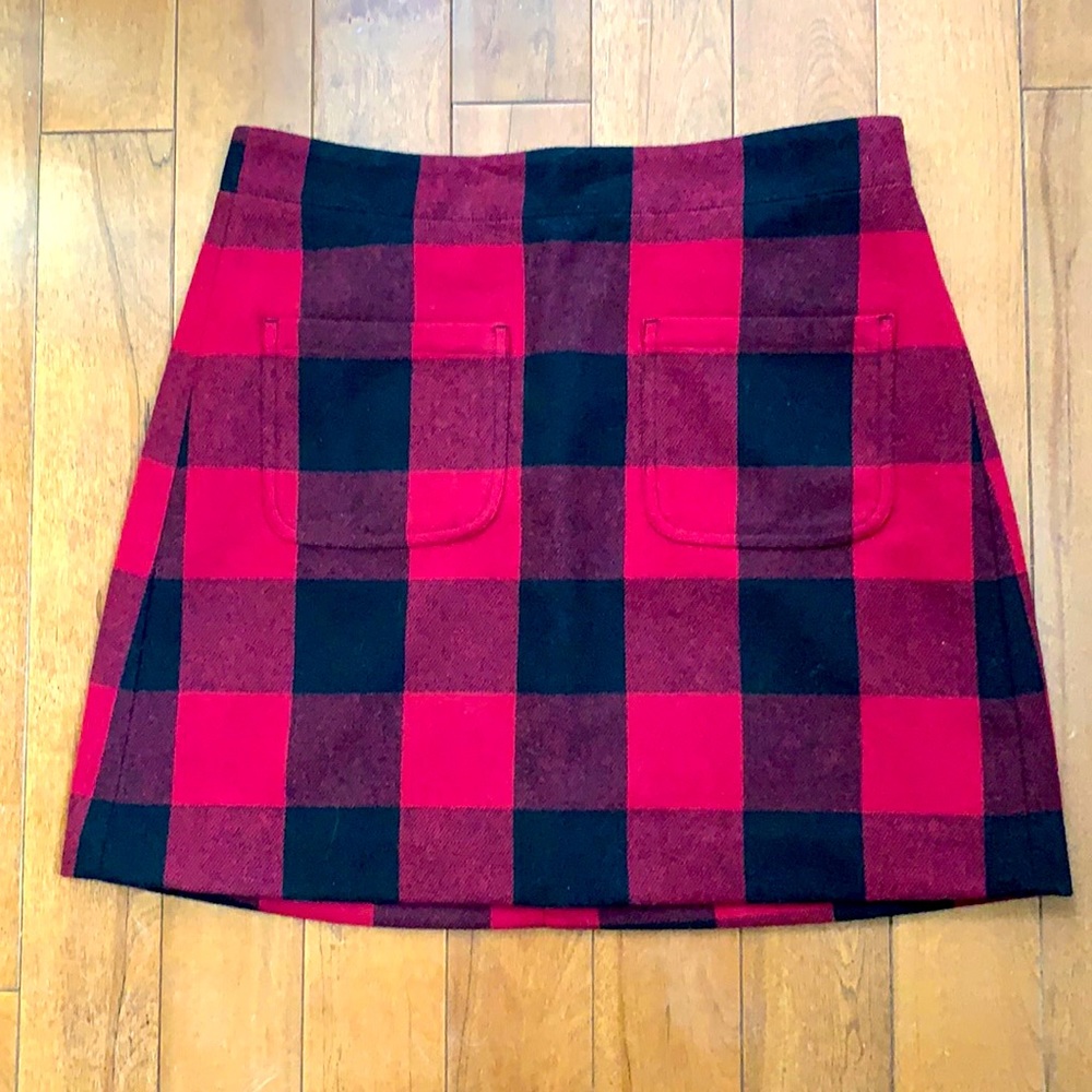 J Crew Red and Black Plaid Mini Skirt